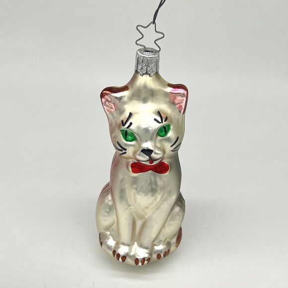 VTG Old World Christmas OWC Inge-Glas Germany Siamese Cat Blown Glass Ornament - Picture 1 of 11